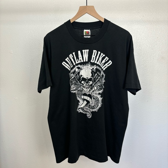 Vintage 90’s Outlaw Biker FTW F The world Motorcycle Single Stitch T Shirt XL